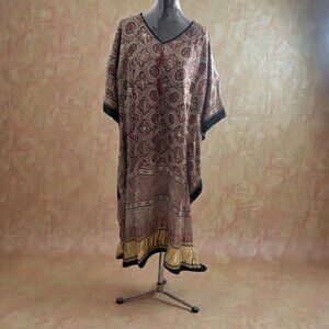 Modal Silk Ajrakh Handblock Print Kaftan